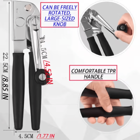 2-in-1 Stainless Steel Can Opener with Magnet, Manual Multi-Purpose Tin Opener & Bottle Opener, Smooth Edge Can Cutter for Kitchen, Bar, Home Use