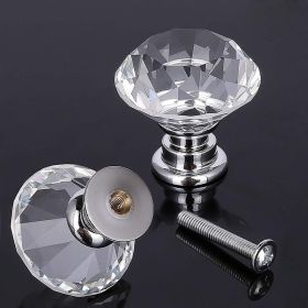 10 Pcs Crystal Glass Cabinet Knobs 30mm Diamond Shape Drawer Kitchen Cabinets Dresser Cupboard Wardrobe Pulls Handles (Clear)